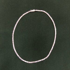 14.55CTW Oval Tanzanite Sterling Silver 18 Inch Tennis Necklace